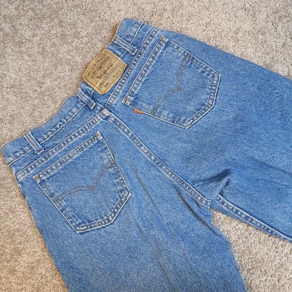 Vintage Levis 550 Orange Tab Mens 33x32 Made in USA Relaxed Tapered Jeans Blue‎